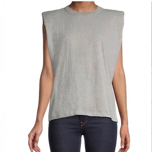🆕 Design Lab (Lord & Taylor) : Sleeveless Padded Shoulder Top - Picture 1 of 11